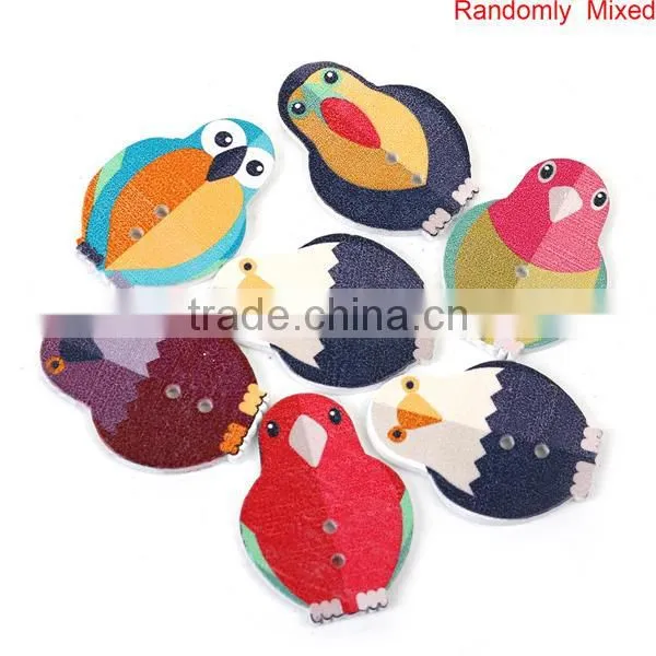 Wood Sewing Buttons Scrapbooking 2 Holes Bird Animal At Random