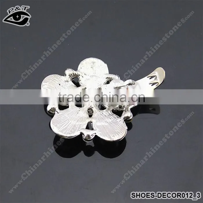 Flower shaped rhinestone ornaments for ladies high heel accessories shoe accessories with Metal Clip Jewelry Accessories