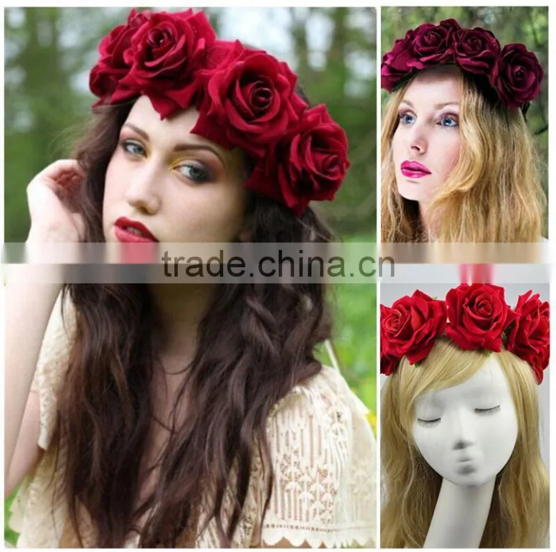 Woman Hair Accessories Rose Flower headband,wedding bridal flower headband