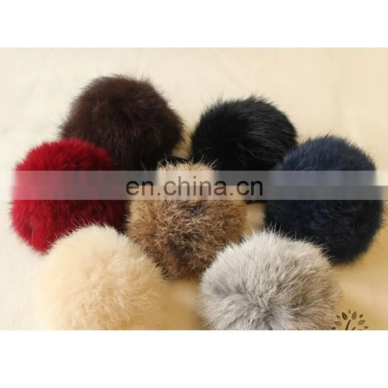 8cm genuine rabbit fur pompon hairband girl lady fur pom pom elastic