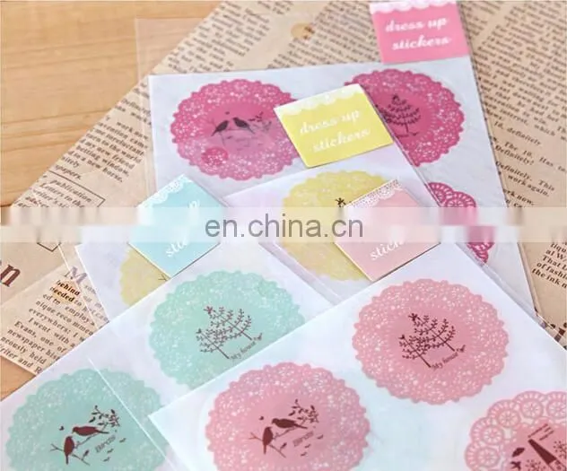 5Color Available Round Lace Gift Box/Bag Label Baking Bag Sealing Sticker Baby Shower Gift Decoration Craft Packing DIY Material