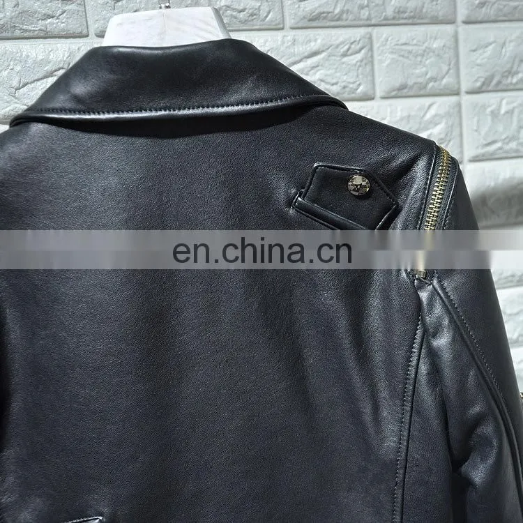 High Fashion Real Leather Jacket Woman Cheap Short Leather Spring Jackets Women