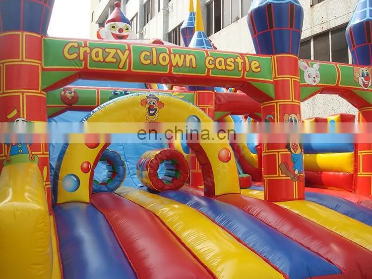 Newest funny clown Inflatable castle dry slide for kids and adults