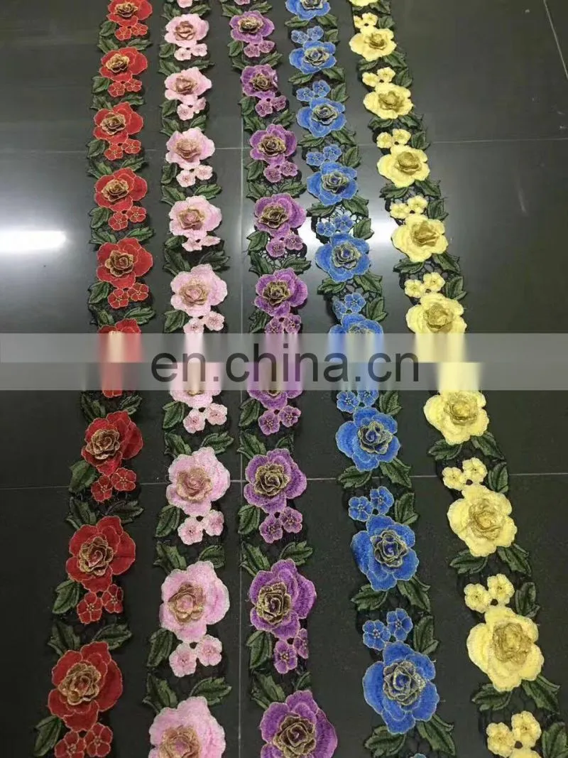 factory manufacture multicolor national style embroidery designs 3D flower lace