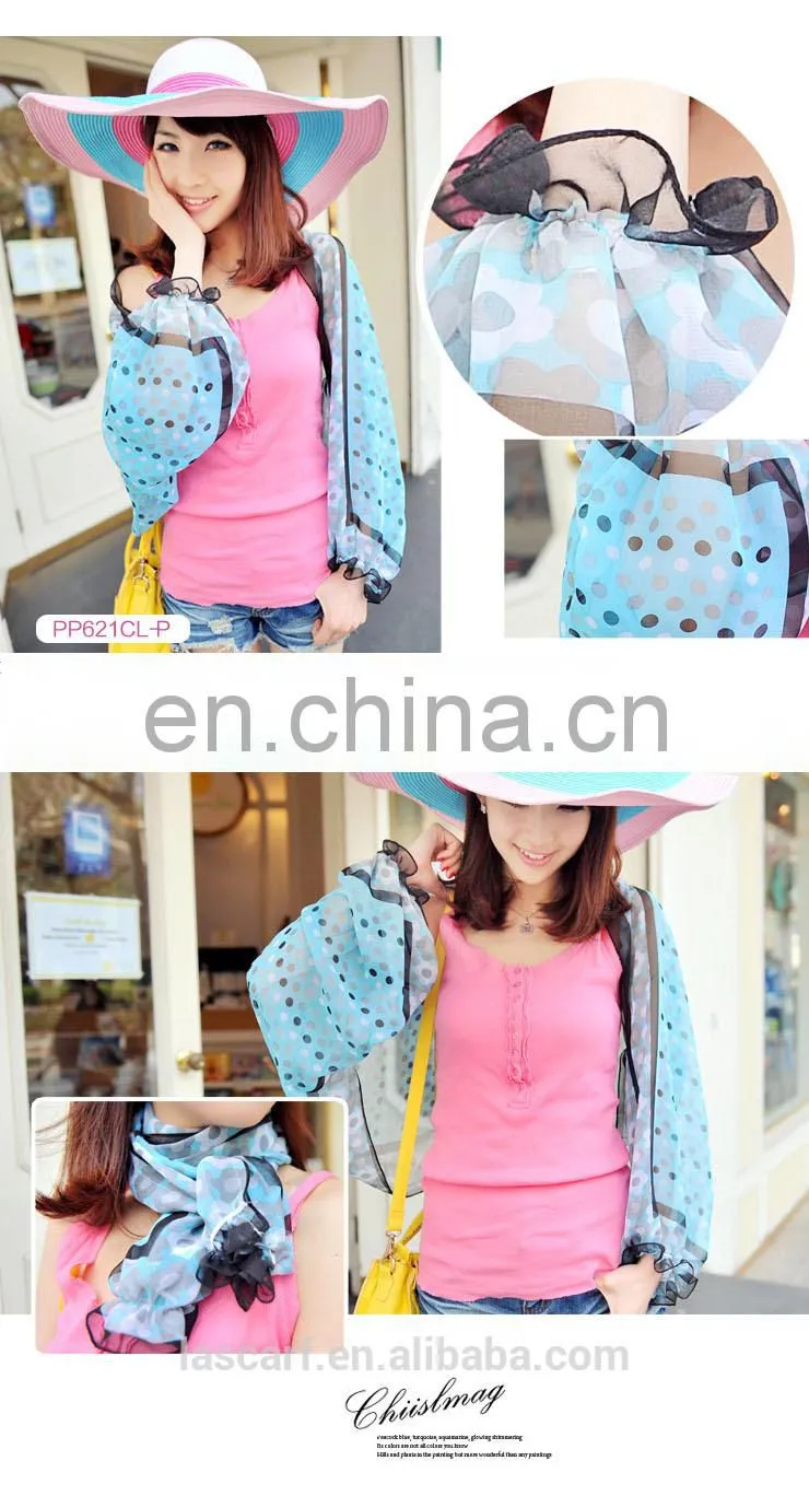 2015 fashion design polyester chiffon summer car raglan sleeves cape(PP621CL-P)