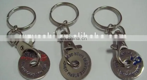 Custom Shopping Cart Coin Keychain 1Euro Coin Keychain Trolley Coin Key Ring