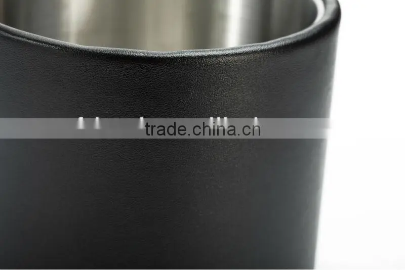 High Quality Stainless Steel And Leather Metal Ice Bucket With Tong&Lid KL-A224
