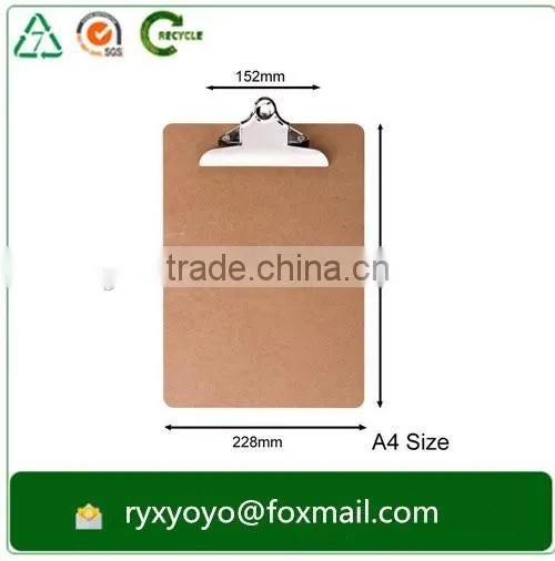 chape factory price MDF medical nursing clipboard with stainless steel wire clip