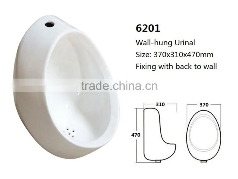 6201 Wall-mounted Ceramic White Quality Urinal, Egg Shaped Urinal, Splash-free Surface and Easy-to-mountain Performance