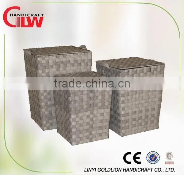 Set of 3 wood chip rectangular dirty cloth laundry basket