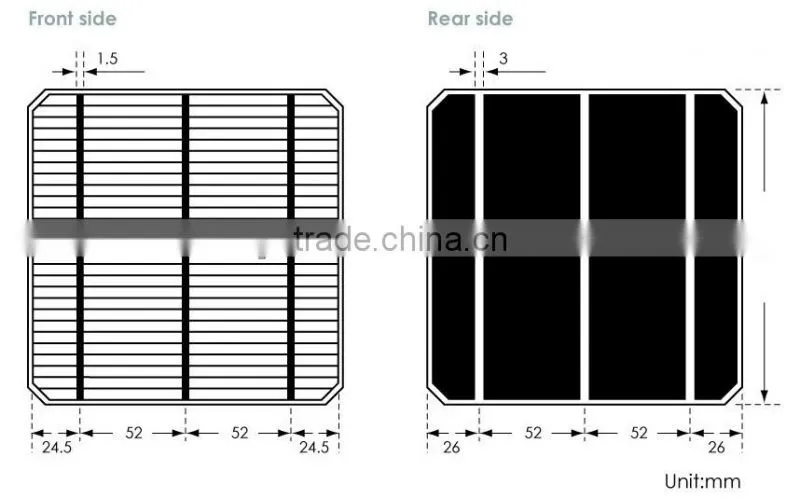 3-bus bar mono solar cells 156x156 for solar panel