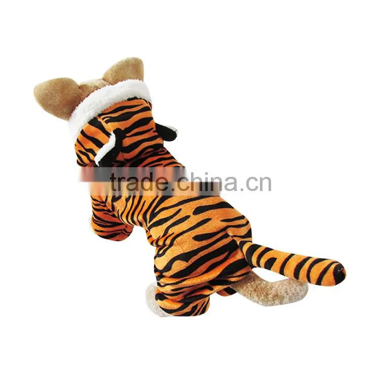 Yellow Dog Tiger Clothes with Warp-knitted Velvet fit for Spring Autumn and Winter