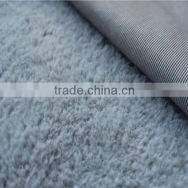 100%polyester fake rabbit fur fabric ladies winter coats fabric grey fabric