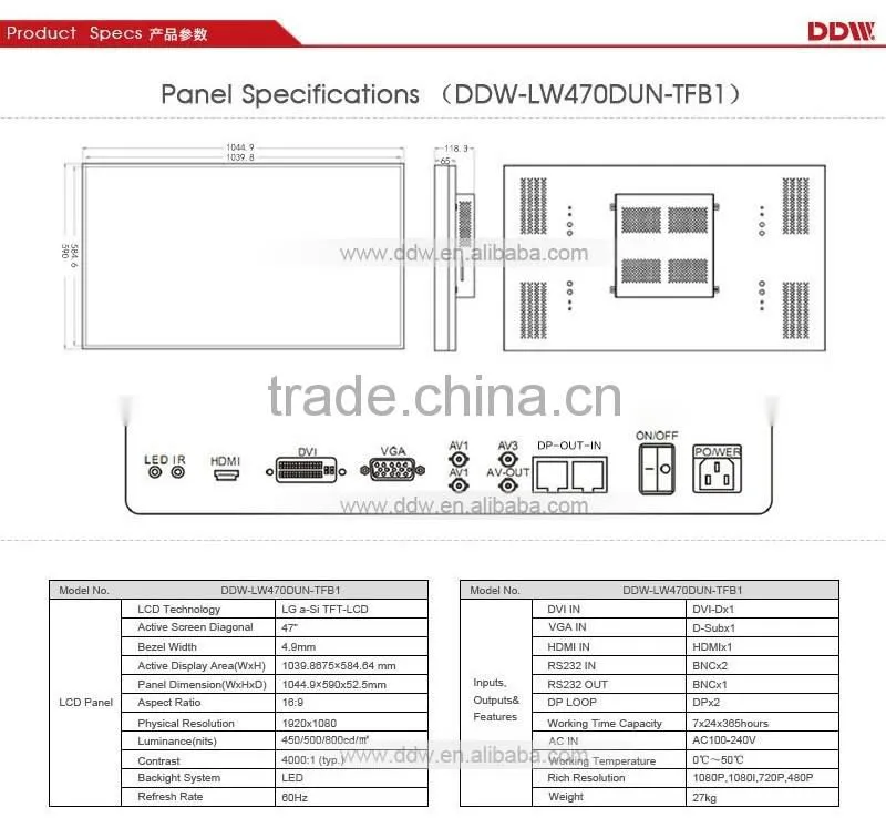 seamless and interactive high brightness lcd video wall for splicing in good price