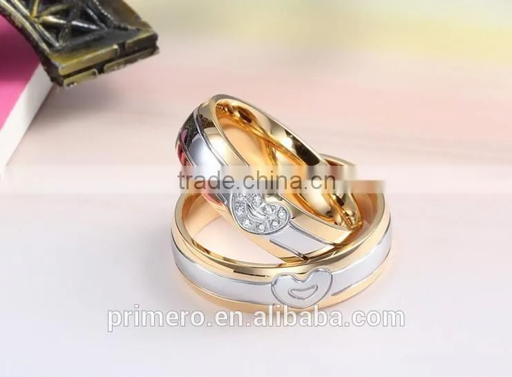 New CZ cubic zirconia couple wedding rings 18k gold men and women jewelry