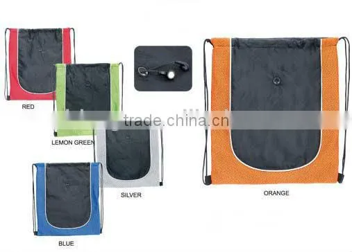 ear hole drastring pouch with mesh