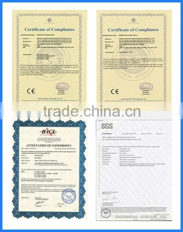 Heat resistant self regulating pipe insulation, roof snow melting silicone heating cable