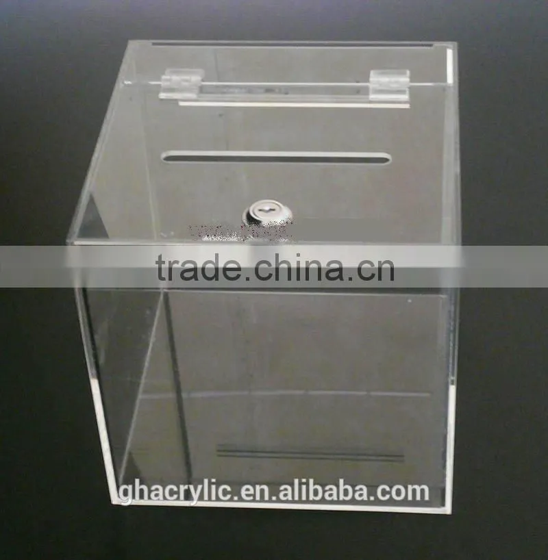 GH-RJ021High transparent acrylic donation boxes,acrylic square box