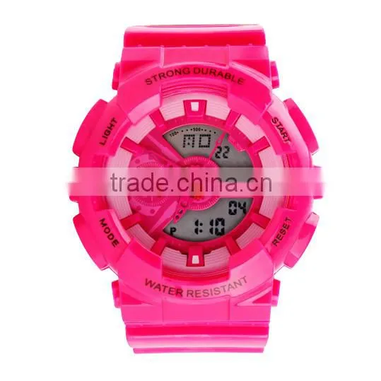 Western style LED multifunctional sport watches lady with Japan quartz analog and China digital movement
