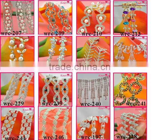fashion new arrival Clear color rhinestone cup chain trim for body chain dress WRC-221