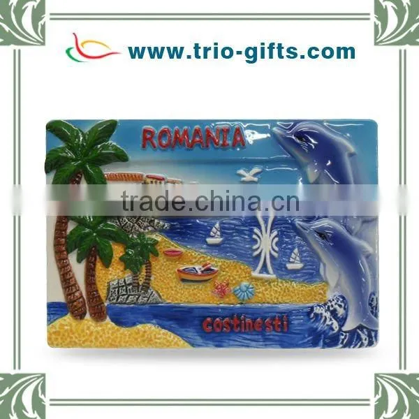 Tourist souvenir round shape ceramic fridge magnet