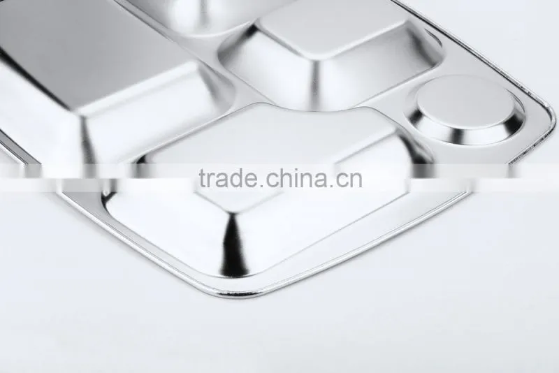 home utensils china 304 stainless steel square compartment dinner plates