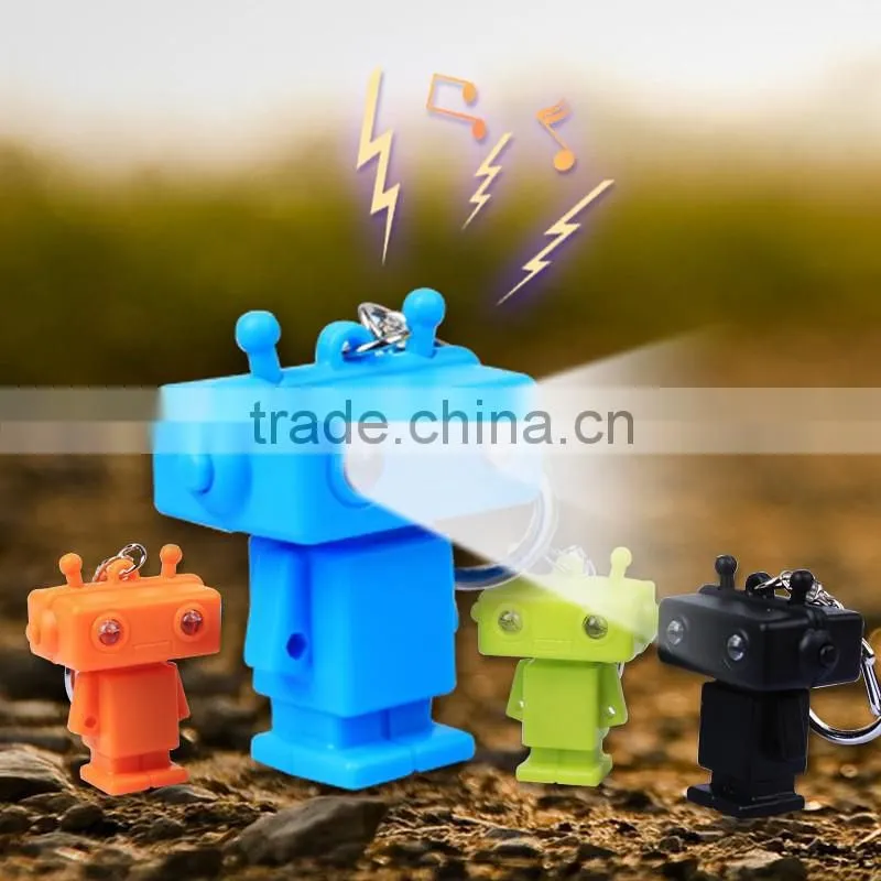 Cheap Plastic Robot LED light flash keychain