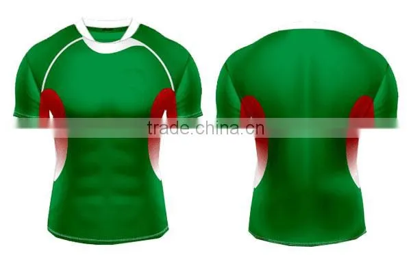 Quality cheap rugby jersey design red color and green
