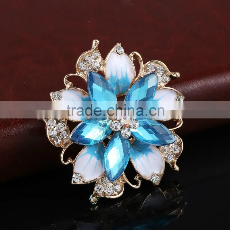 Wedding Bouquet Rhinestone flower brooch pins,glasses wholesale colorful rhinestone brooch pin for dresses