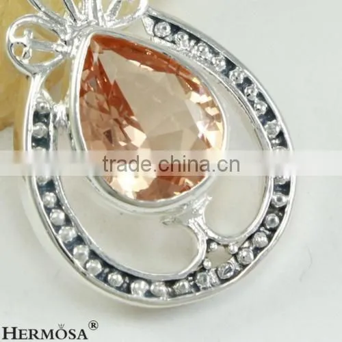 Goreous Water Drop Honey Topaz 925 Sterling Silver Exclusive Women Necklace Pendant