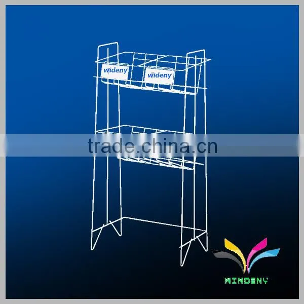 Best quality metal white floor standing display rack for magazine or brochure