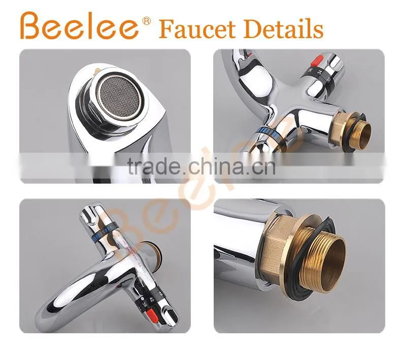Chrome two handles bathroom water tap thermostatic faucet mixer