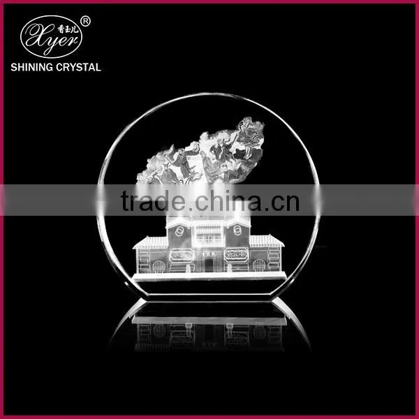 round shape 3d laser crystal paperweight