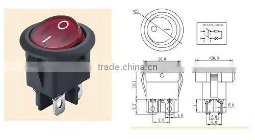 Single Pole rocker switch 125v 16a 250v