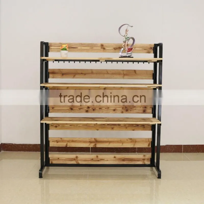Wood and metal clothes display Trousers rack with hanging