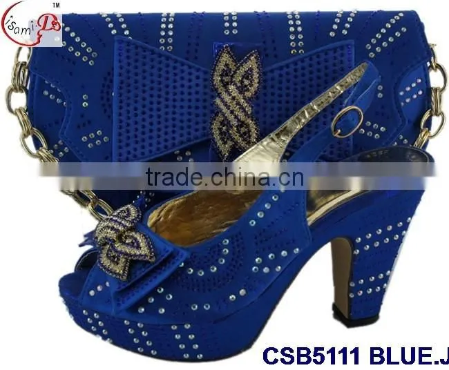 CSB5111 Newest design 2016 woman hot selling shoes with matching bags crystal cluth factory price shoes whole sale price