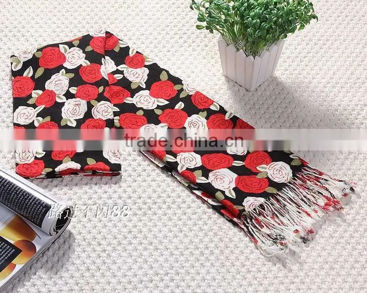 rose flower printed pashmina scarf 15