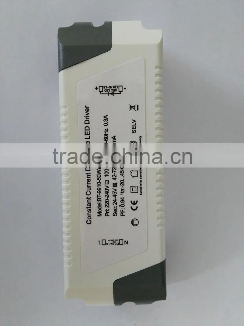 triac dimmable led driver high effeciency 50w 1200ma led power supply CE and RoHs approved
