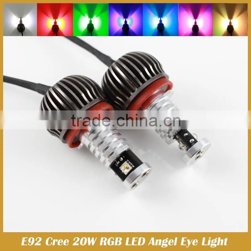 E92 H8 RGB Multi-Color 20W LED Angel Eyes Halo Ring Light Bulbs