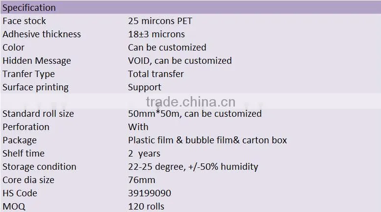 Tamper proof security carton sealing tape