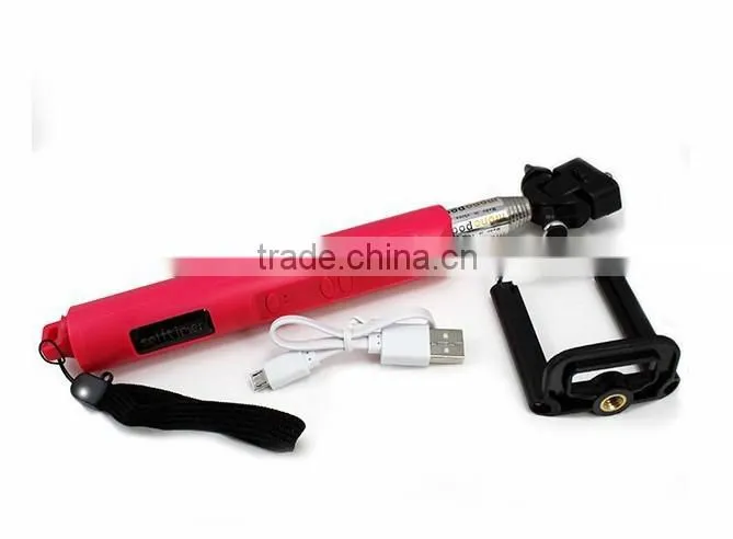 wholesale wired monopod selfie stick headphone cable control