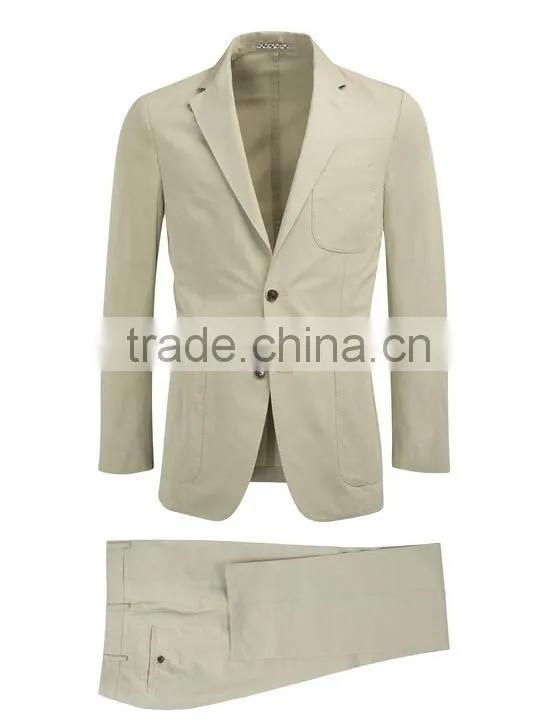 BESPOKE KHAKI PLAIN SUIT FOR MEN