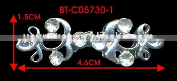 4MM Clear Crystal Rhinestone Garment Clothing Rhodium Metal Pair Buckle
