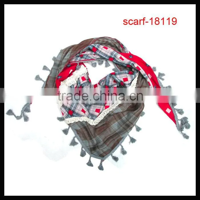 2014 Fashion Triangle Scarf with plaid