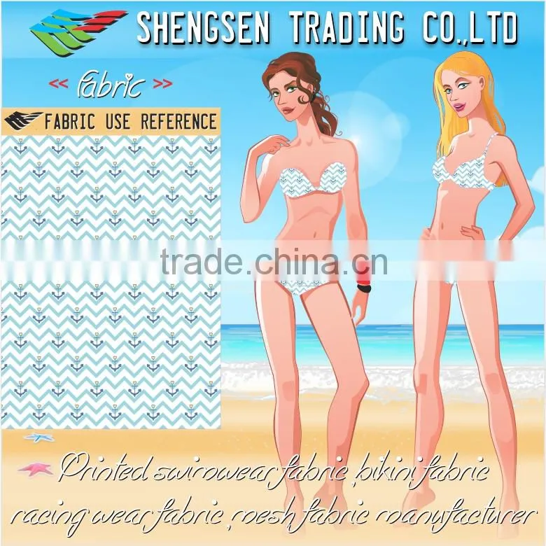 wave anchor print nylon spandex lycra fabric suppliers