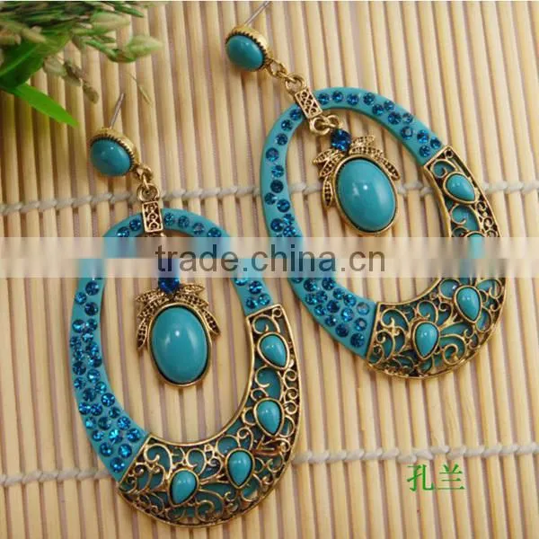 vogue ellipse round shaped hollow gold new design earring