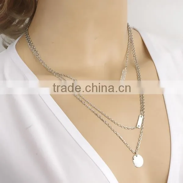 silver layers funny fashion jewelry necklace,fashion fake silver necklace