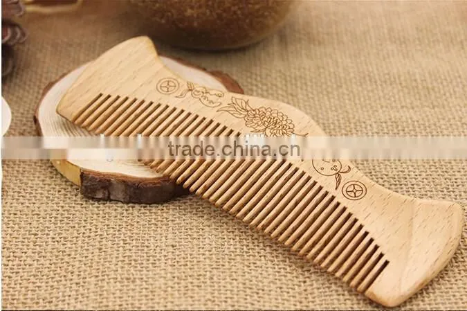 Hot sales promotion gift LOGO engraved hand made wooden comb