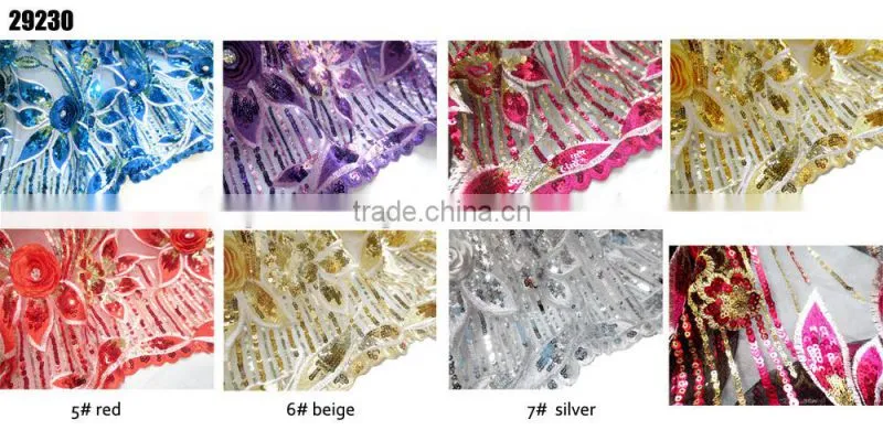 High quality Peach color French Lace / African Cotton Lace/embroidery French Lace Fabric with sequins 2015
