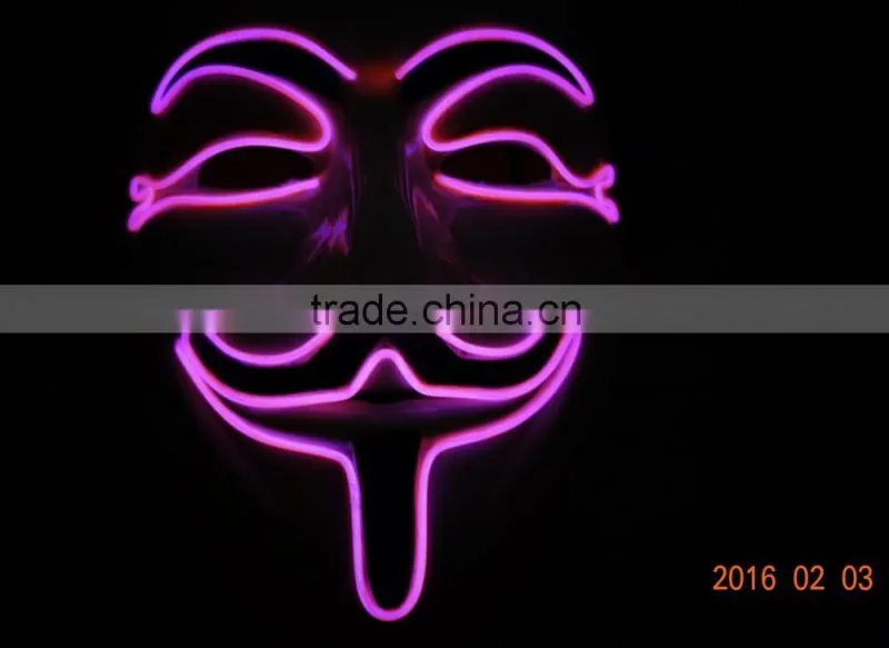 EL WIRE V for Vendetta Mask Party Mask / EL light halloween mask / EL wire V For Vendetta Mask